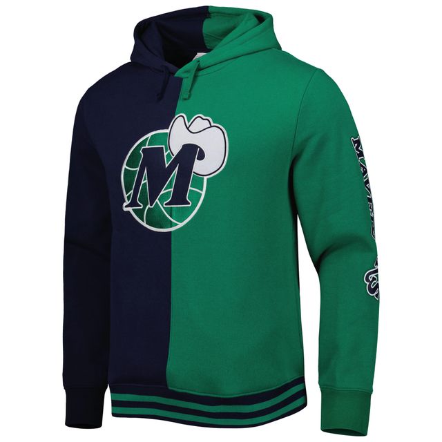 Chandail à capuchon fendu Dallas Mavericks Hardwood Classics pour homme Mitchell & Ness bleu marine/vert