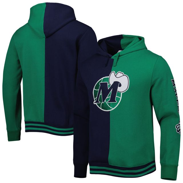 Chandail à capuchon fendu Dallas Mavericks Hardwood Classics pour homme Mitchell & Ness bleu marine/vert