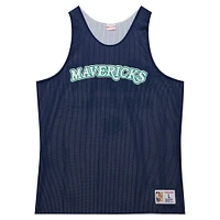 Men's Mitchell & Ness Navy/White Dallas Mavericks Hardwood Classics Reversible Mesh Practice Jersey