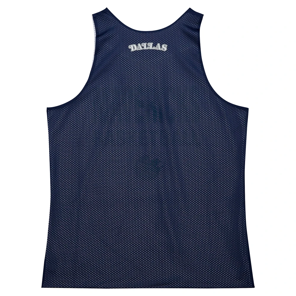 Men's Mitchell & Ness Navy/White Dallas Mavericks Hardwood Classics Reversible Mesh Practice Jersey
