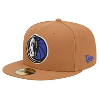 Men's New Era Tan Dallas Mavericks Color Pack 59FIFTY Fitted Hat