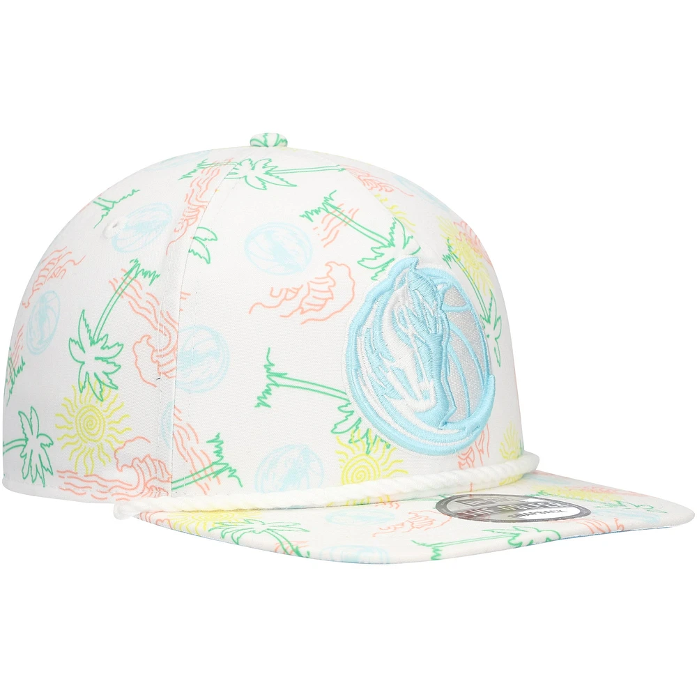 Men's New Era White Dallas Mavericks Palm Trees and Waves Golfer Adjustable Hat