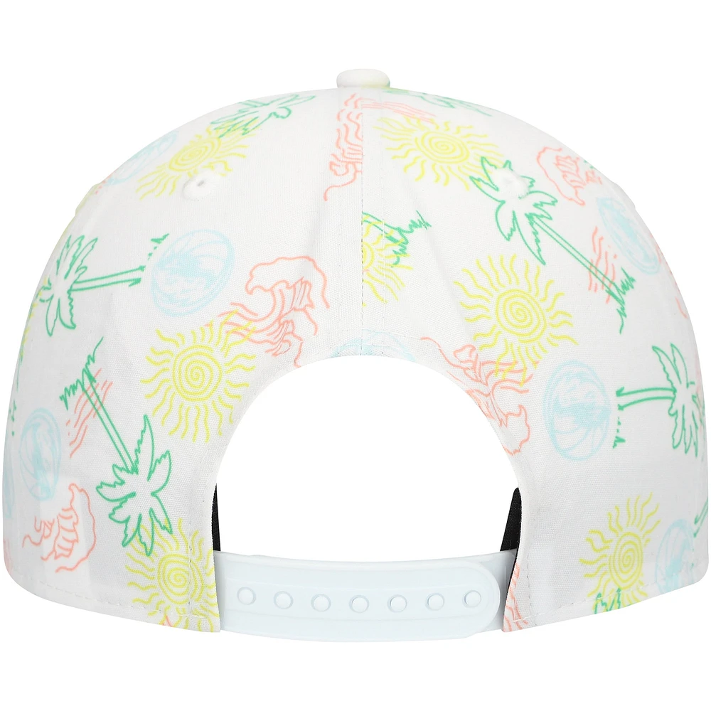 Men's New Era White Dallas Mavericks Palm Trees and Waves Golfer Adjustable Hat