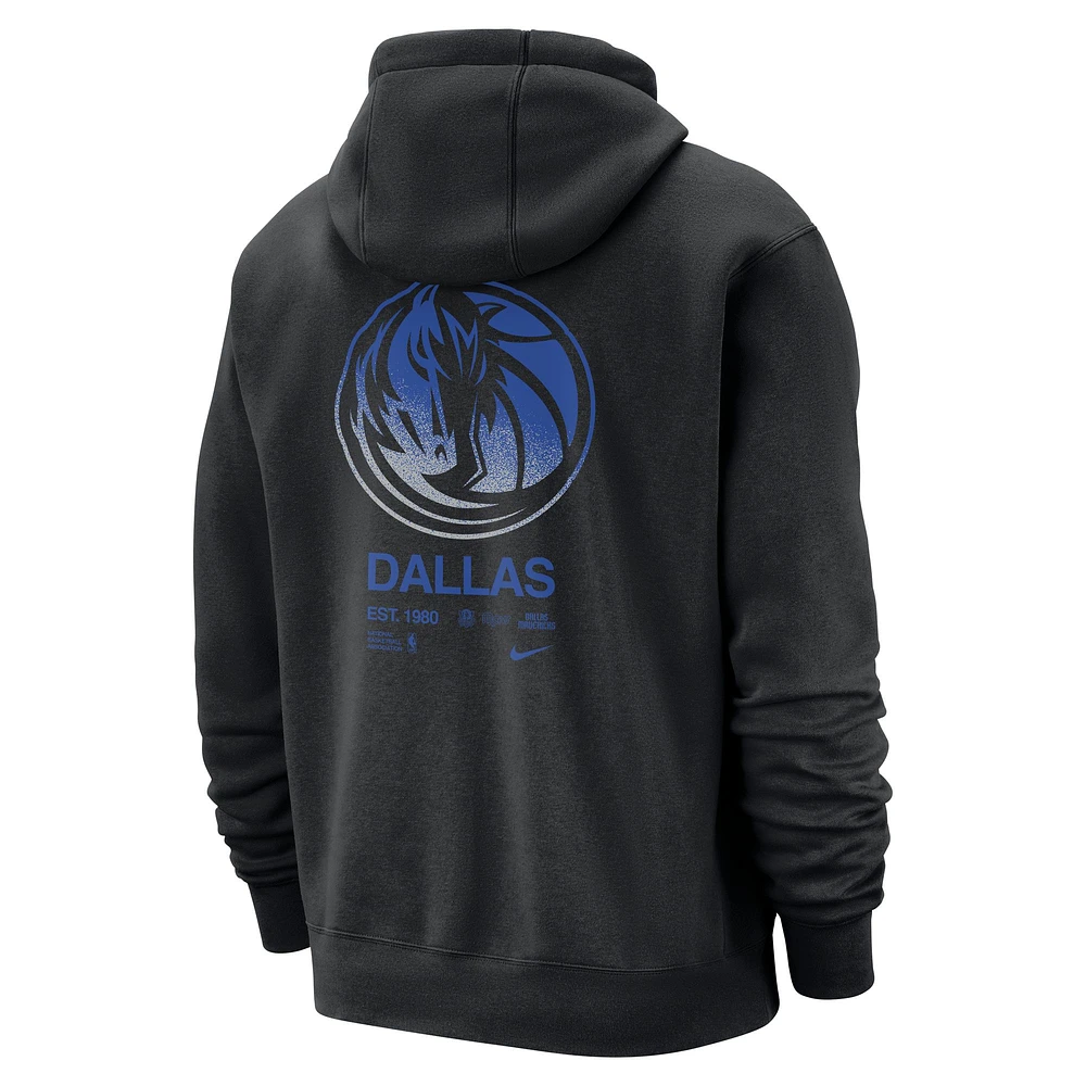 Men's Nike Black Dallas Mavericks Courtside Club Pullover Hoodie