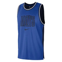 Men's Nike Blue/Navy Dallas Mavericks Courtside Versus Force Split DNA Performance Mesh Tank Top