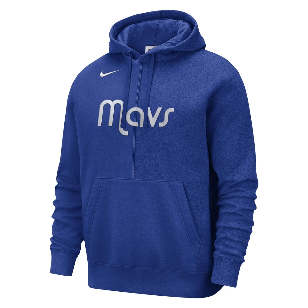 Men's Nike Blue Dallas Mavericks Courtside Versus Stitch Split Pullover Hoodie