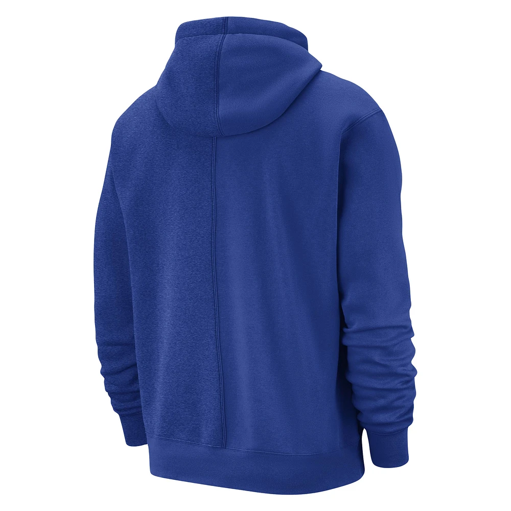 Men's Nike Blue Dallas Mavericks Courtside Versus Stitch Split Pullover Hoodie