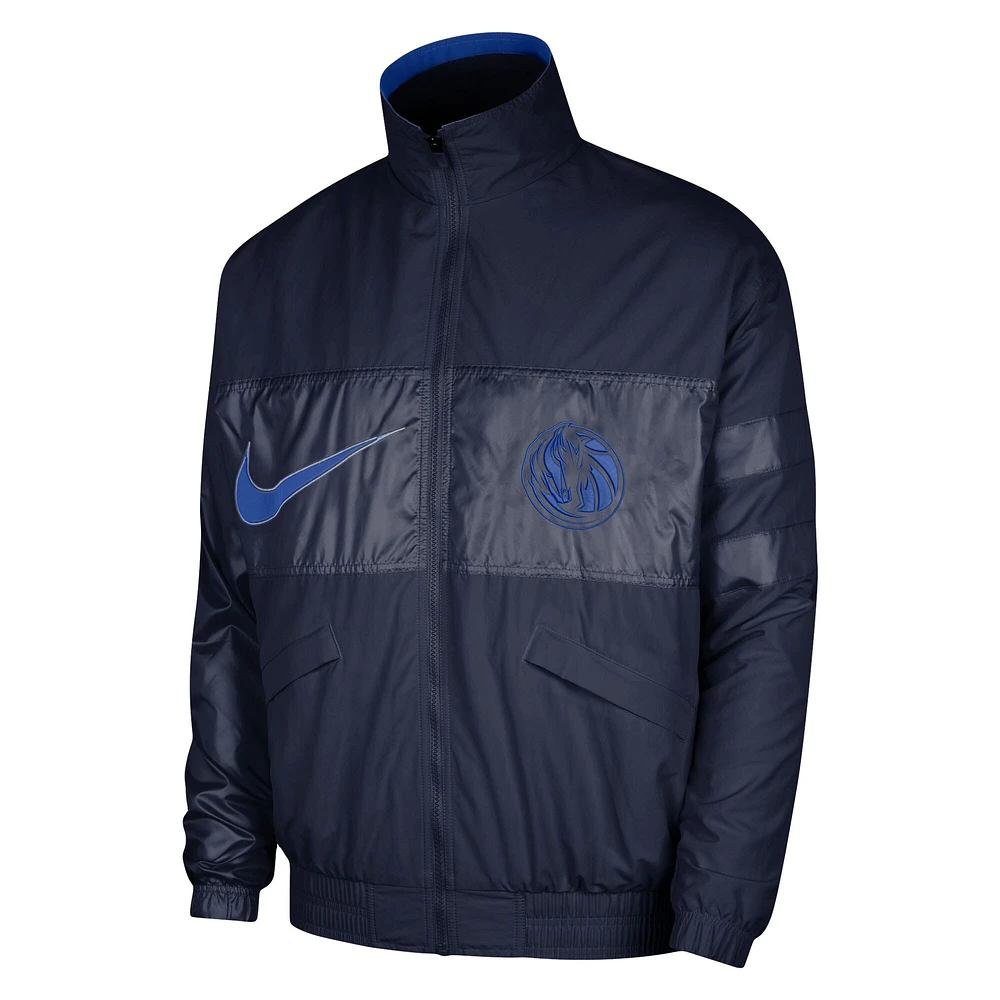 Veste à fermeture éclair intégrale Nike Dallas Mavericks Courtside Versus Capsule pour homme - Bleu marine