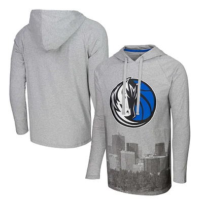 T-shirt à capuche manches longues Stadium Essentials gris chiné Dallas Mavericks Atrium Raglan pour hommes