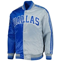 Veste Starter Royal/Gris Dallas Mavericks Fast Break Satin Full-Snap pour homme