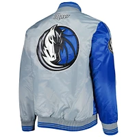 Veste Starter Royal/Gris Dallas Mavericks Fast Break Satin Full-Snap pour homme