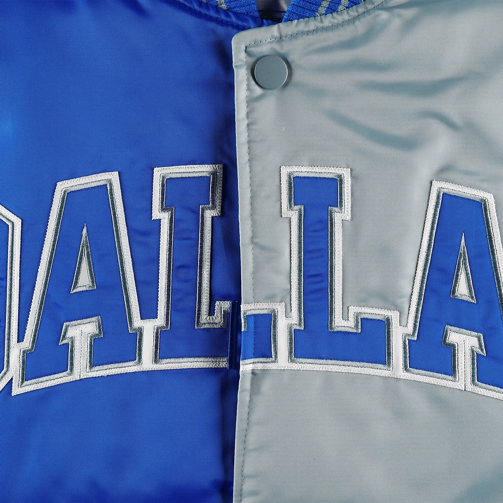 Veste Starter Royal/Gris Dallas Mavericks Fast Break Satin Full-Snap pour homme