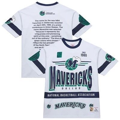 T-shirt unisexe blanc Mitchell & Ness Dallas Mavericks Hardwood Classics Vintage Team Origins Premium