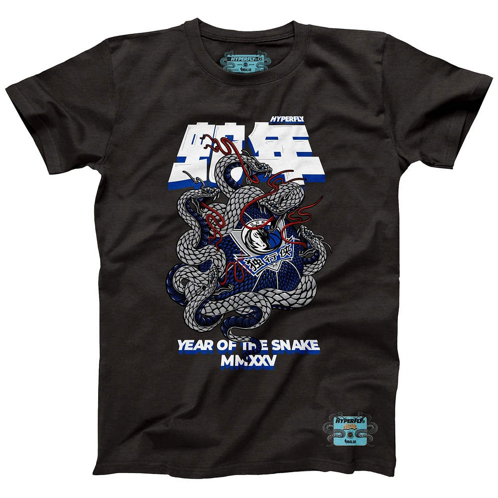 T-shirt unisexe NBALab x Hyperfly Heather Black Dallas Mavericks Collection Année du serpent Nouvel An lunaire
