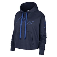 Women's Nike Navy Dallas Mavericks Split Flip Courtside Cropped Pullover Hoodie