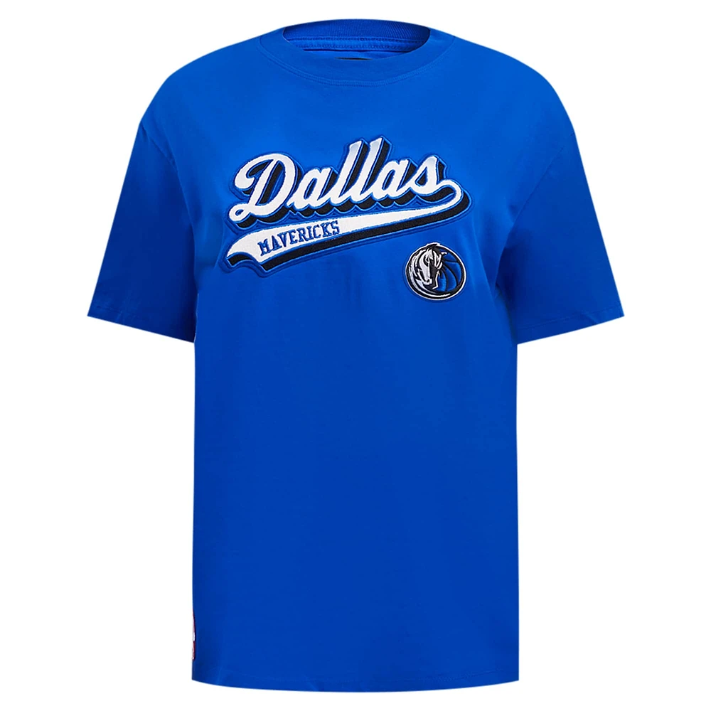Women's Pro Standard Royal Dallas Mavericks Script Boyfriend T-Shirt