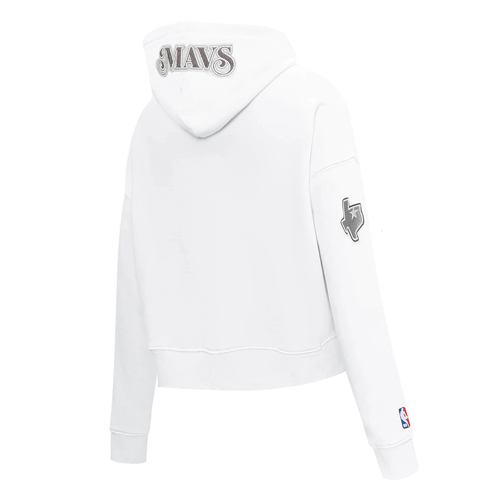 Women's Pro Standard White Dallas Mavericks 2024/25 City Edition Chenille Applique Cropped Pullover Hoodie