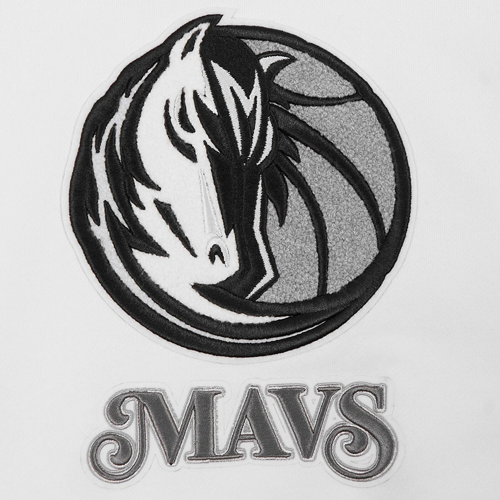 Women's Pro Standard White Dallas Mavericks 2024/25 City Edition Chenille Applique Cropped Pullover Hoodie