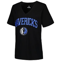 Women's Profile Black Dallas Mavericks Plus Arch Over Logo V-Neck T-Shirt