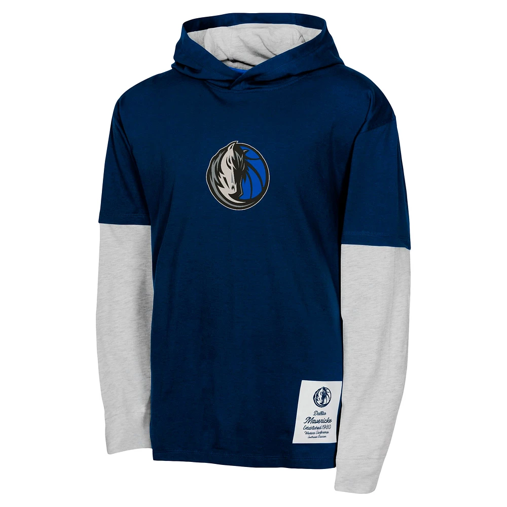 Youth Navy Dallas Mavericks Small Ball Long Sleeve Hoodie T-Shirt