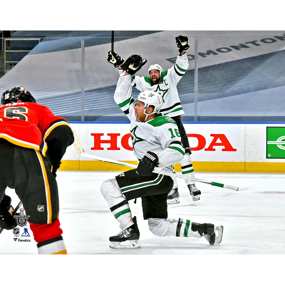 Photographie non signée de Joe Pavelski, célébration du premier but des séries éliminatoires la Coupe Stanley par les Dallas Stars