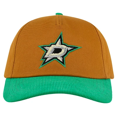 Casquette ajustable Burnett pour homme, couleur brun clair/vert Kelly, des Dallas Stars