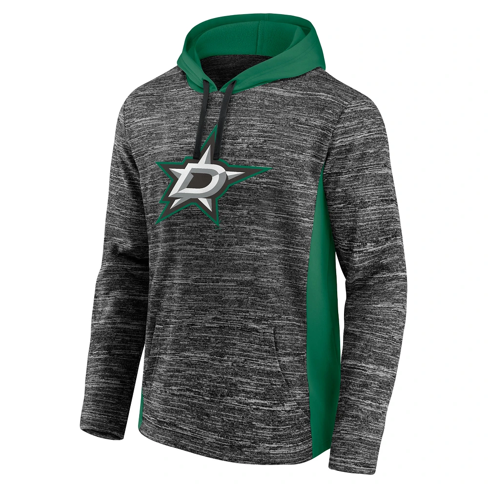 Men's Fanatics Charcoal/Kelly Green Dallas Stars Instant Replay Space-Dye Pullover Hoodie