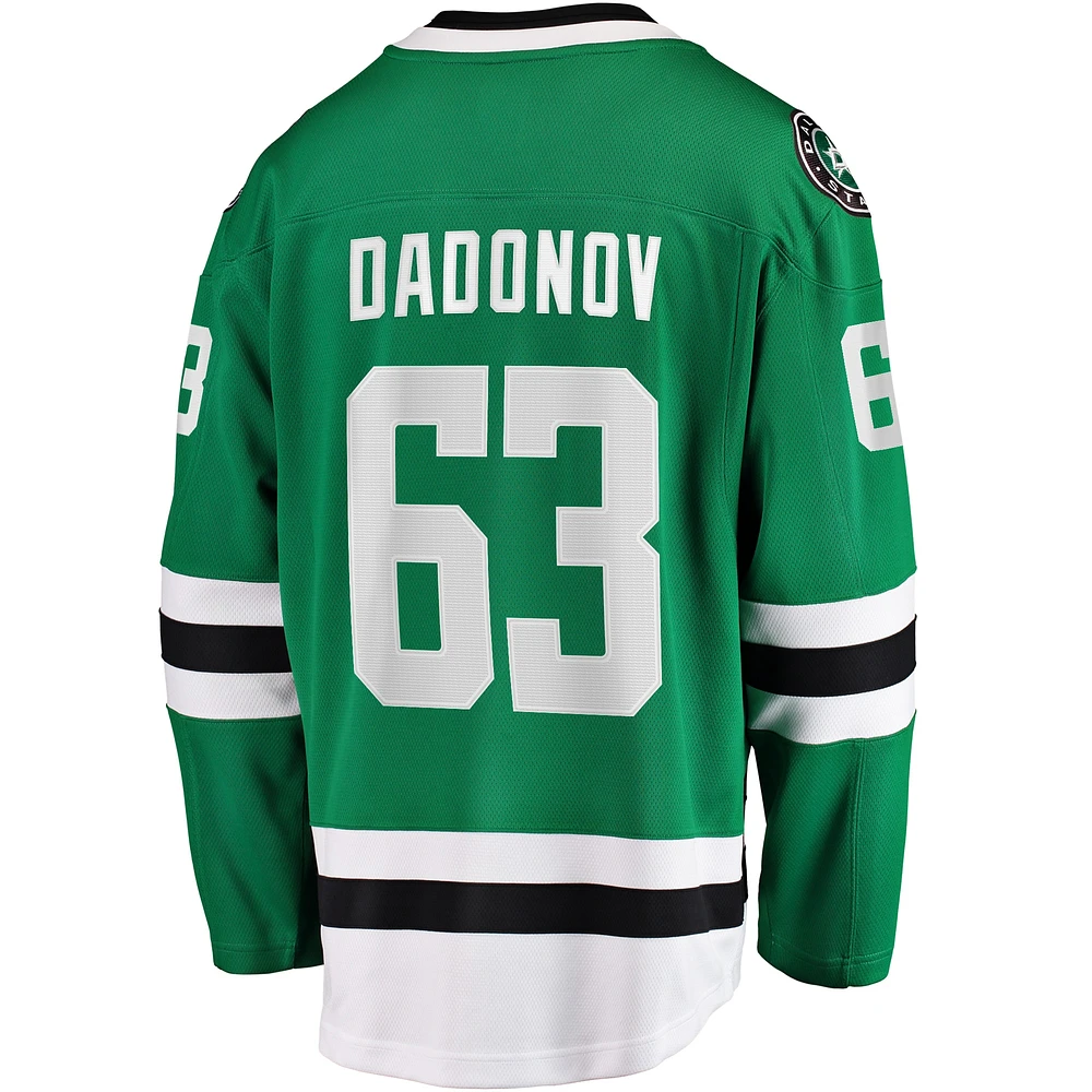Maillot d'échappée à domicile Fanatics Evgenii Dadonov pour hommes, vert, Dallas Stars