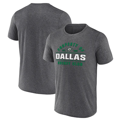 T-shirt Fanatics Heather Charcoal Dallas Stars pour homme avec logo Property Of