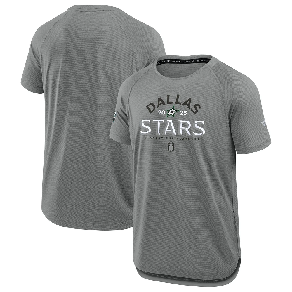 Men's Fanatics Heather Gray Dallas Stars 2025 Stanley Cup Playoffs Authentic Pro Rink Performance T-Shirt