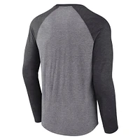 Men's Fanatics Heather Gray Dallas Stars Reverse Retro Raglan Tri-Blend Long Sleeve T-Shirt