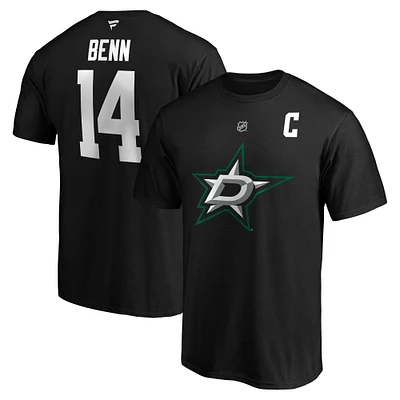 Fanatics pour hommes Jamie Benn Noir Dallas Stars Authentic Stack Name & Number T-shirt