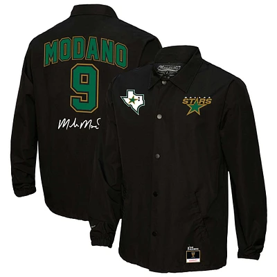 Veste noire Mitchell & Ness Mike Modano des Stars de Dallas avec nom et numéro pour hommes