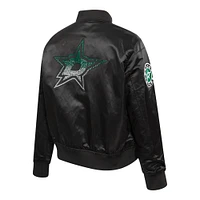 Women's Pro Standard  Black Dallas Stars Rhinestone Jewels Satin Full-Snap Jacket