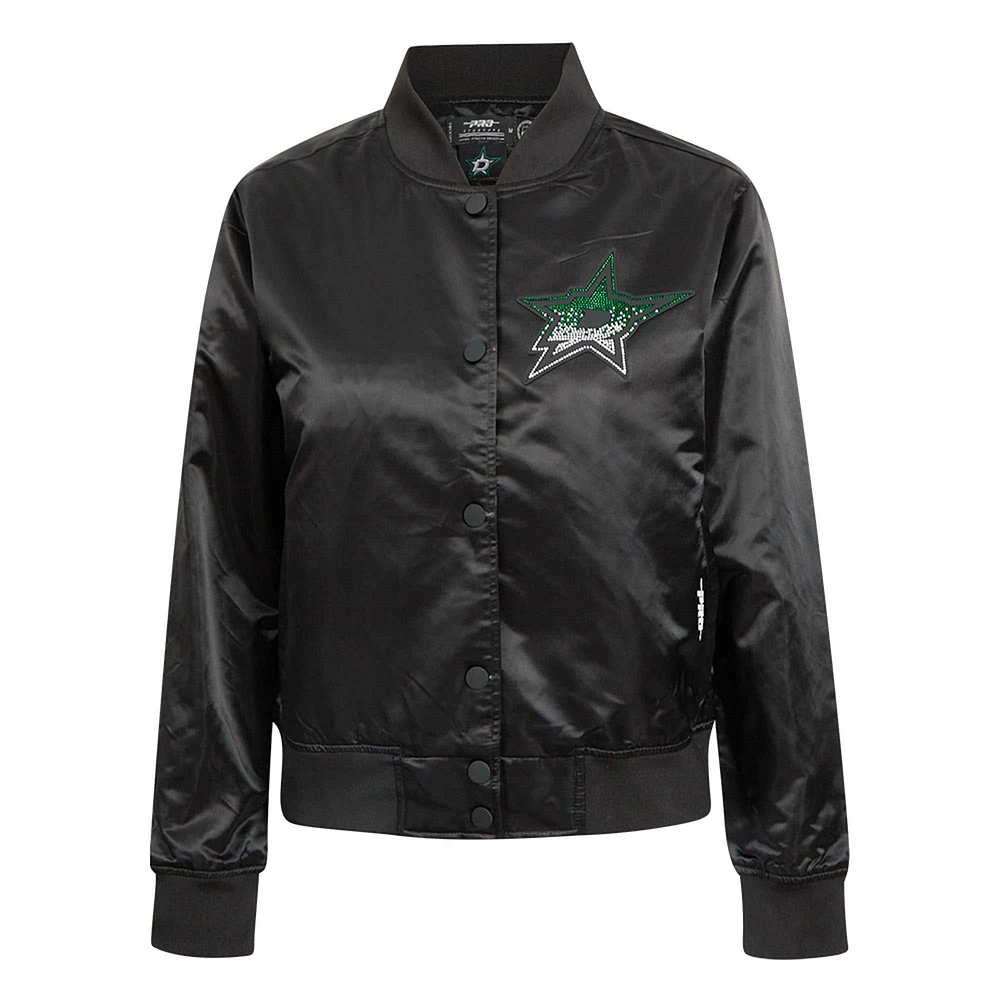 Women's Pro Standard  Black Dallas Stars Rhinestone Jewels Satin Full-Snap Jacket