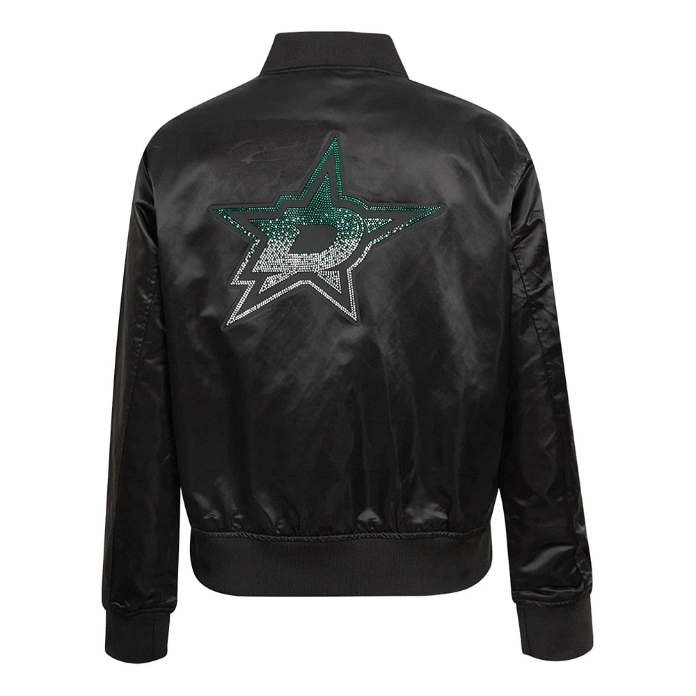 Women's Pro Standard  Black Dallas Stars Rhinestone Jewels Satin Full-Snap Jacket