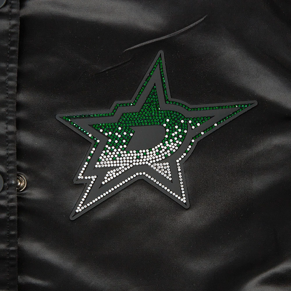 Women's Pro Standard  Black Dallas Stars Rhinestone Jewels Satin Full-Snap Jacket