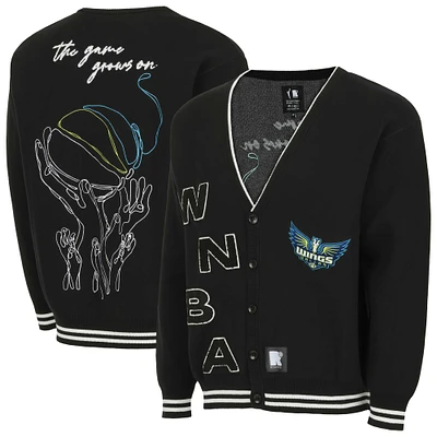 Cardigan unisexe round21 noir Dallas Wings Campus Fit à boutons complets