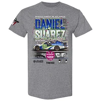 Men's Checkered Flag Sports Heather Charcoal Daniel Suarez 2024 Ambetter Health 400 Race Win T-Shirt