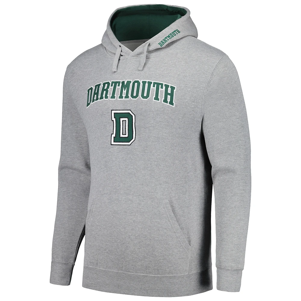 Men's Colosseum  Heather Gray Dartmouth Big Green Arch & Logo Pullover Hoodie
