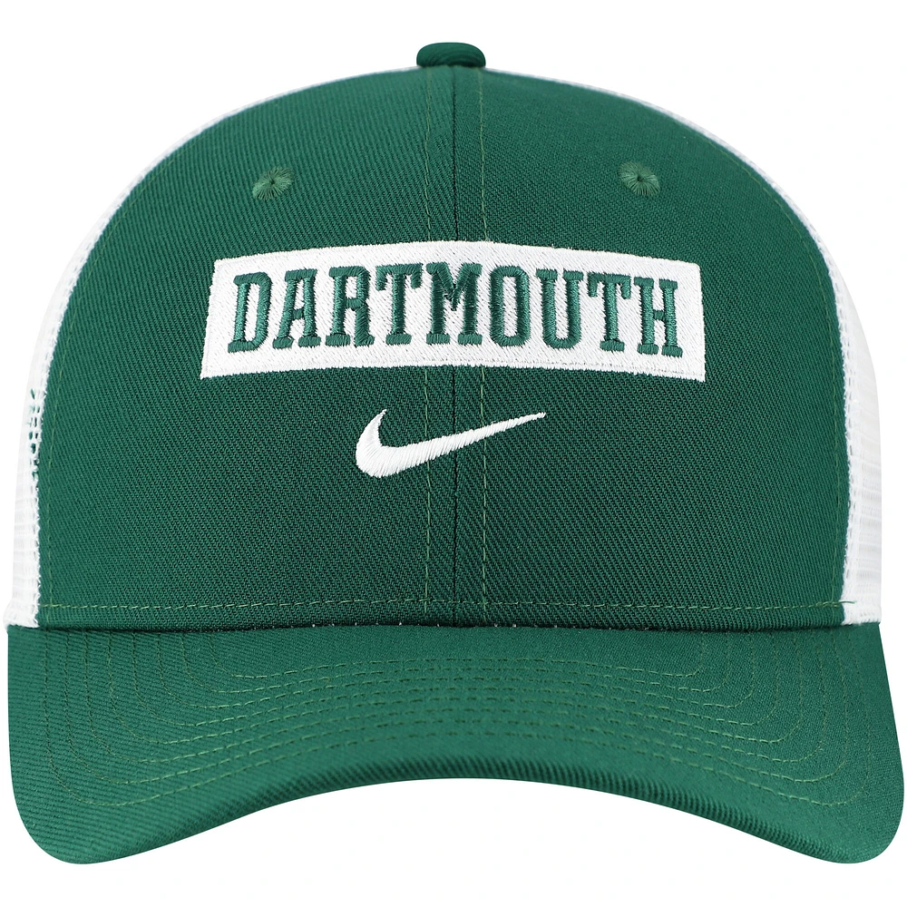 Men's Nike Green Dartmouth Big Green 2024/25 Sideline Rise Trucker Adjustable Hat