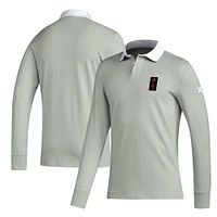 Men's adidas 2023 Player Gray D.C. United Travel Long Sleeve Polo
