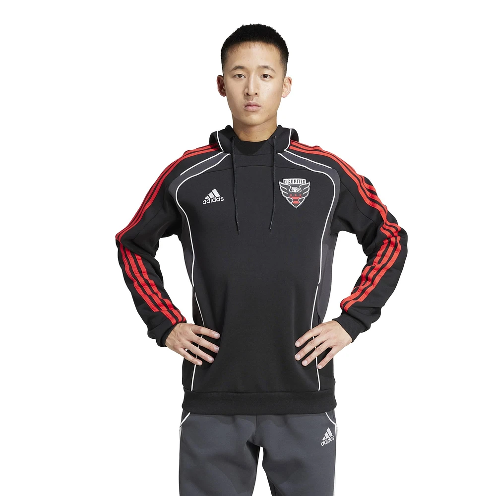 Sweat à capuche adidas noir D.C. United 2025 Travel pour homme