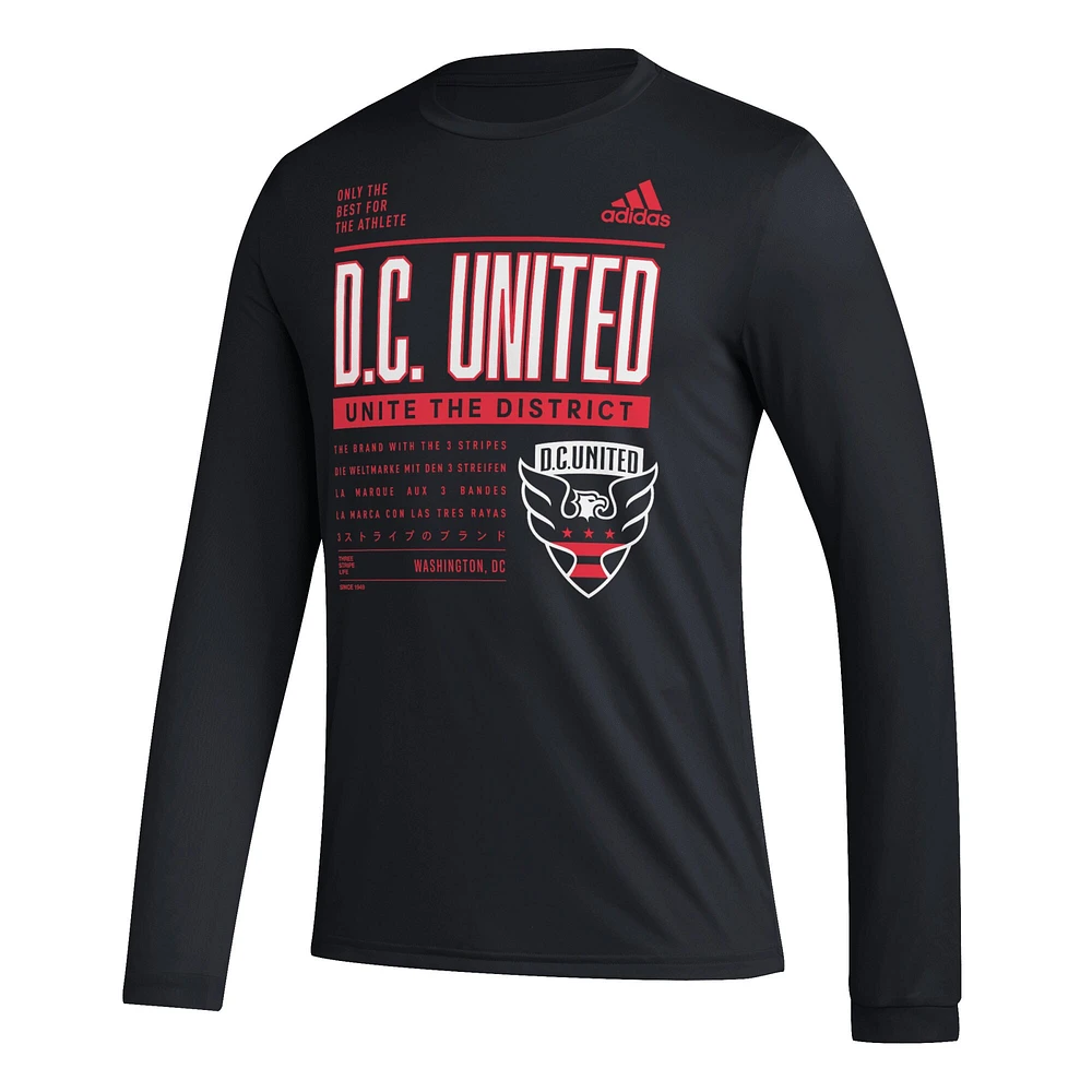 Men's adidas Black D.C. United Club DNA Long Sleeve AEROREADY T-Shirt