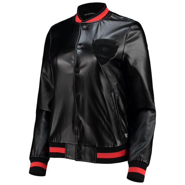 Blouson aviateur à boutons-pression noirs D.C. United The Wild Collective pour femme
