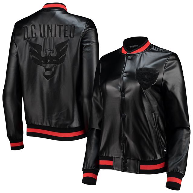 Blouson aviateur à boutons-pression noirs D.C. United The Wild Collective pour femme