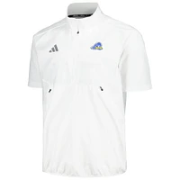 Men's adidas White Delaware Fightin' Blue Hens Sideline AEROREADY Raglan Short Sleeve Quarter-Zip Jacket