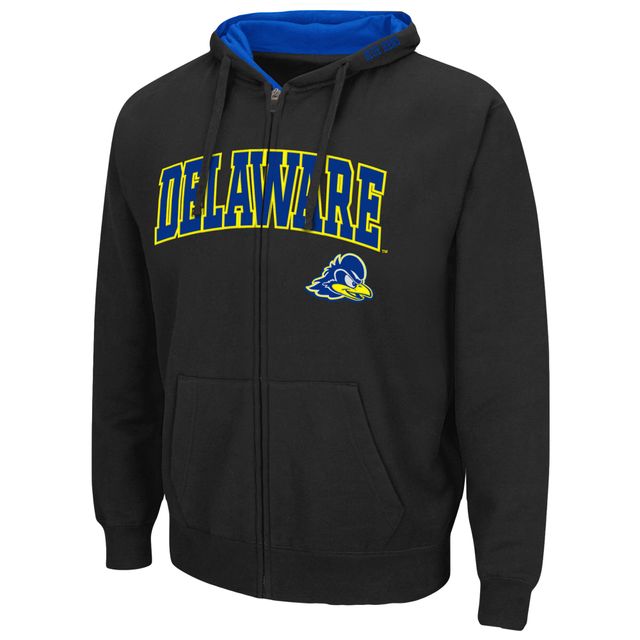 Sweat à capuche entièrement zippé Colosseum Black Delaware Fightin' Blue Hens Arch & Logo 3.0 pour homme