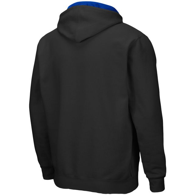 Sweat à capuche entièrement zippé Colosseum Black Delaware Fightin' Blue Hens Arch & Logo 3.0 pour homme