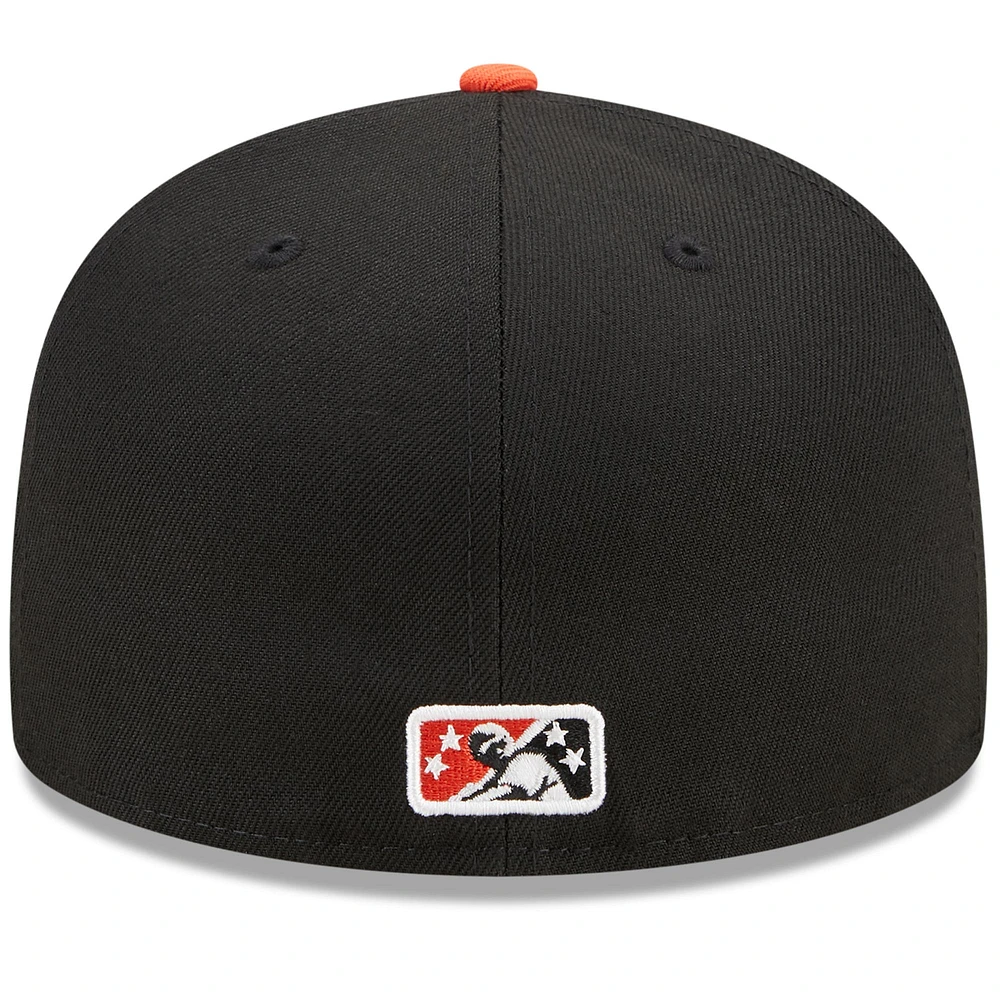 Men's New Era Black/Orange Delmarva Shorebirds Marvel x Minor League 59FIFTY Fitted Hat